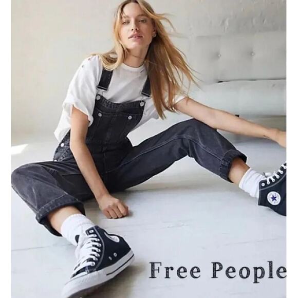 We The Free Denim - We The Free Free People The Boyfriend Denim Overall In Washed Black NWT Size 29